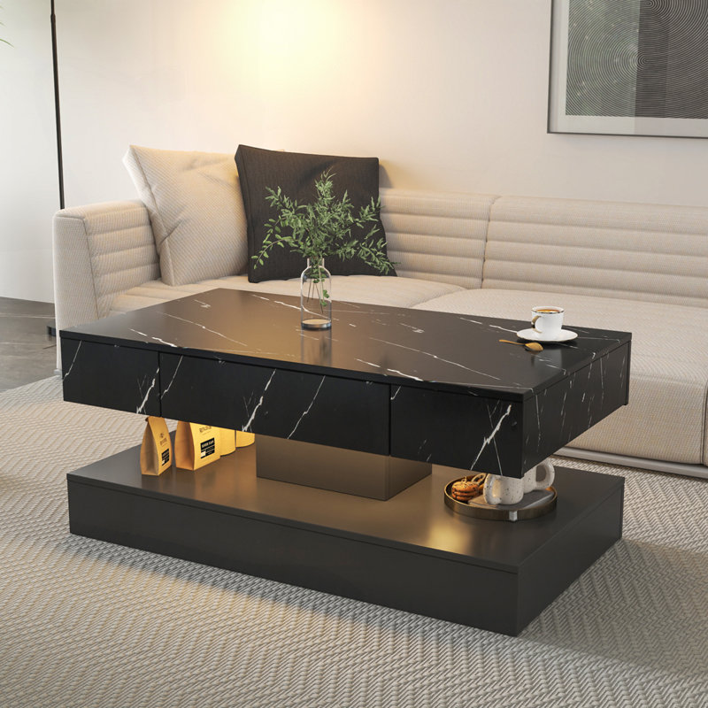 High Gloss LED Coffee Table, Black