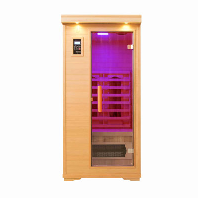 Sauna infrarouge à sel pour une personne avec harmoniseur 5G gratuit - faible EMF - panneau mural sel