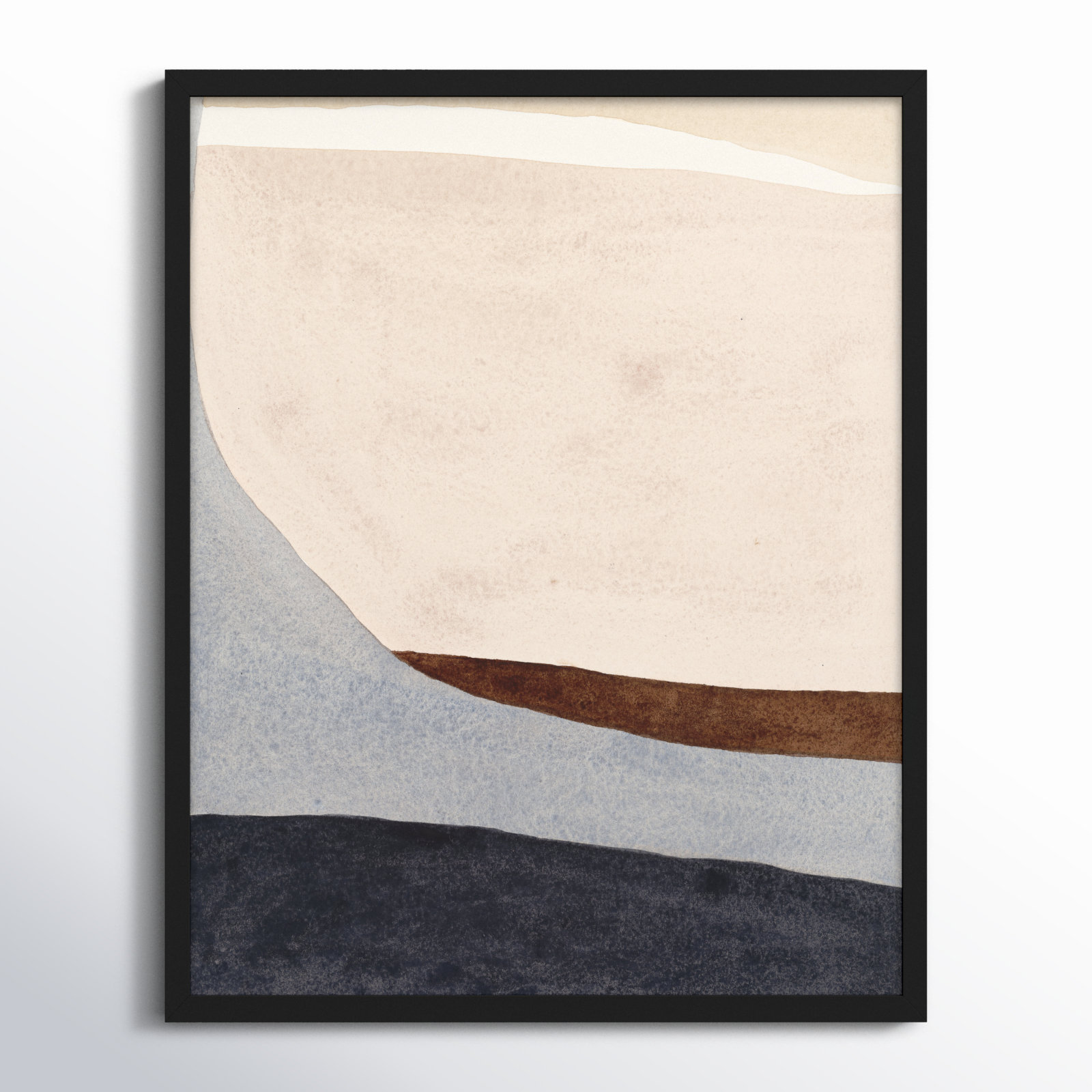 Divided "Divided by Blue 2" Painting, 30" H x 24" W x 1.25" D, Black Framed