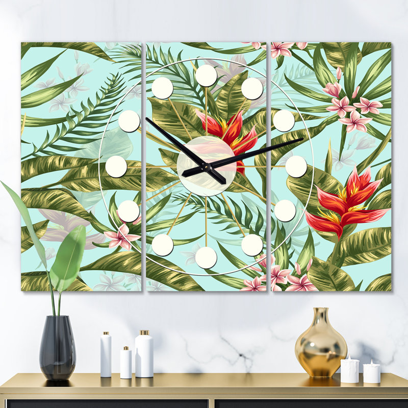 Horloge murale surdimensionnée de feuillage tropical ii Mid-Century