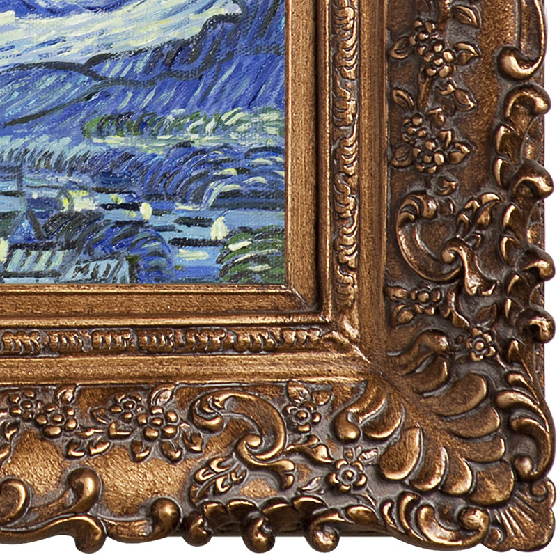 Peinture sur toile, "starry night" par vincent van gogh-picture, H 16,75 po x l 18,75 po x P 2 po, Bourgeon or