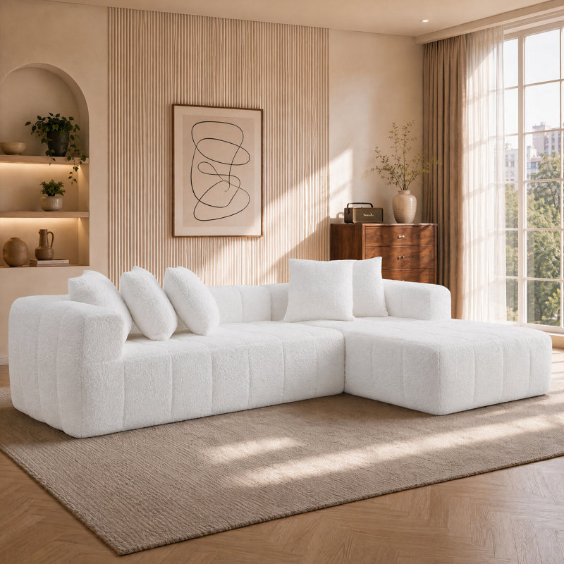 Canapé modulaire à compression à profil bas de 2 pièces avec siège capitonné et ensemble de chaises capitonnées 107,9 "Boneless, sans assemblage requis