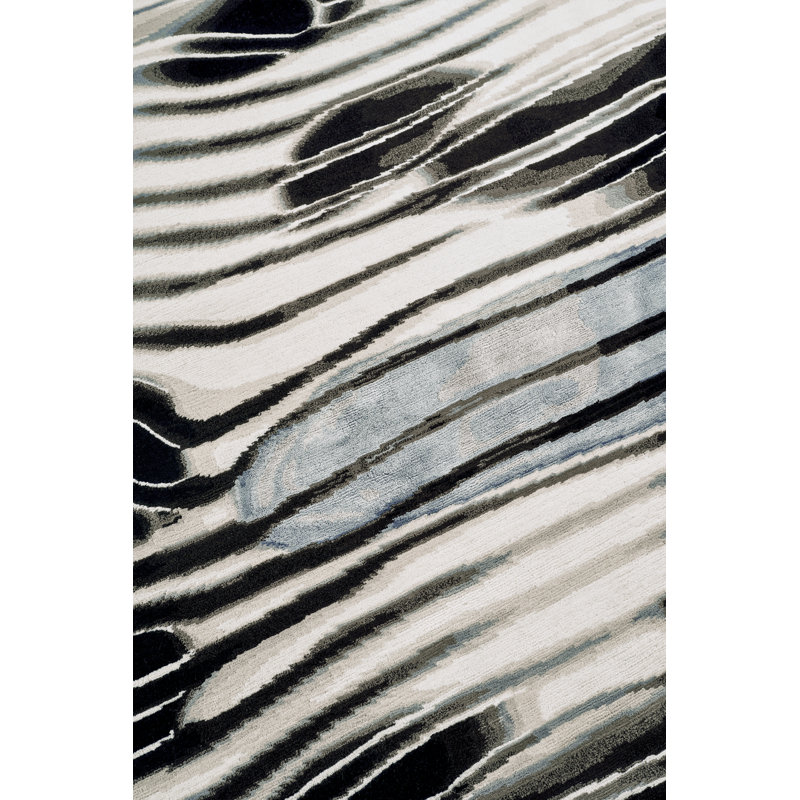 Chihuly Scallop Black Area Rug, Rectangle 4' x 6'