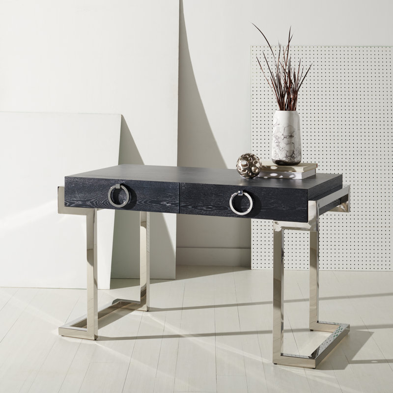 Bureau Hamlig, Chêne noir cérusé / chrome
