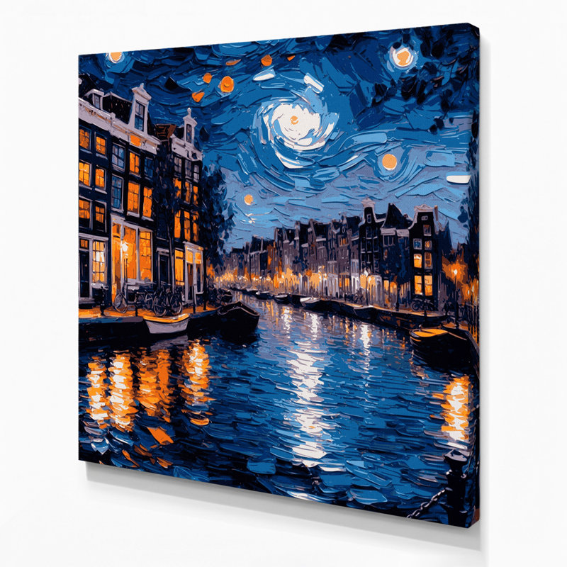 Villes, Pays-Bas, Pays-Bas, art mural sur toile grise, H 16 po x l 16 po
