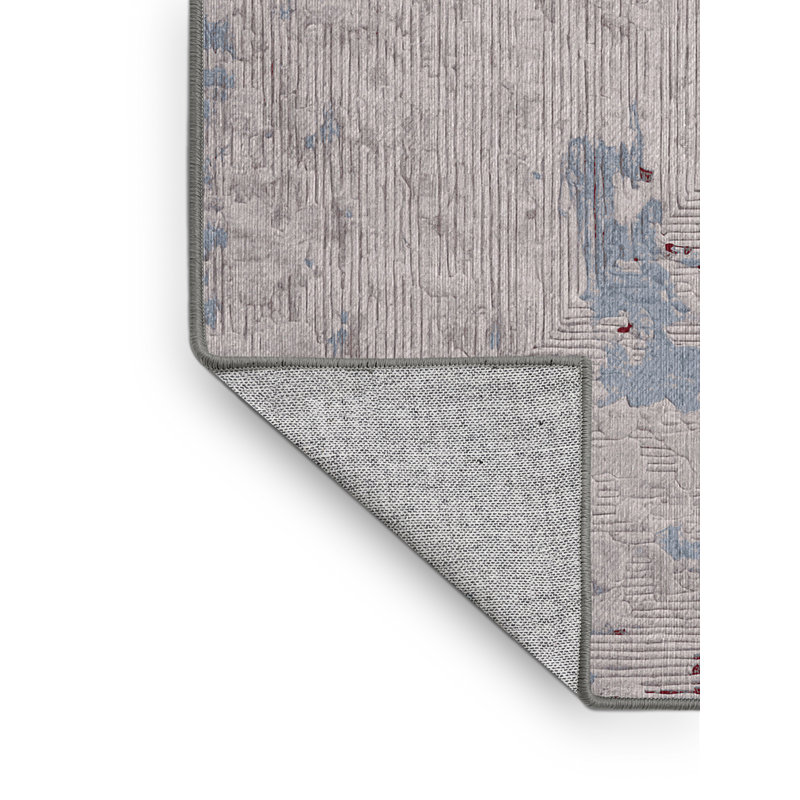 Machine Washable Gray Area Rug, Rectangle 7' x 9'