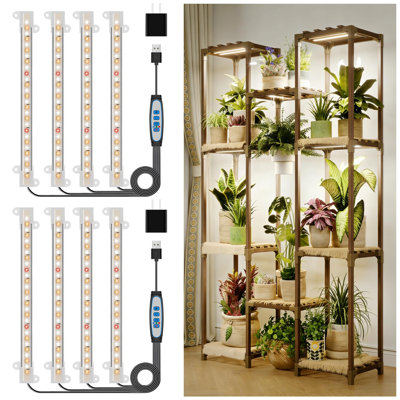 8in Grow Lights Strips for Indoor Plants, 112 LEDs Plant Light，4-Strip Full Spectrum 6000K\3000K\660nm, 6/12/16H Timer & 5 Dimmable, Under Cabinet Growing Lamp for Seed Starting, 2 Pack
