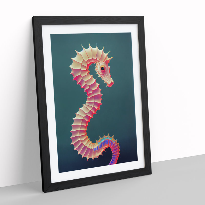 Bewitching Seahorse - Single Picture Frame Print, 34cm H x 25cm W x 2cm D, Black
