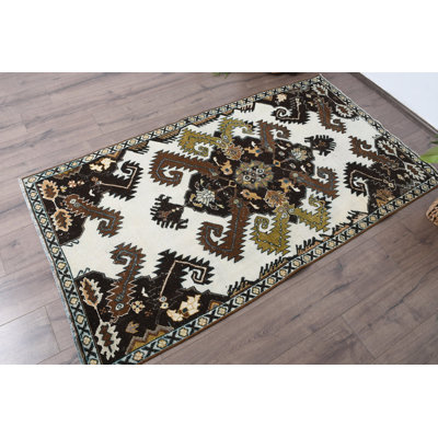 40.2x73.2 Inch Beige Wool Patchwork Accent Rug, Traditional Style Rug