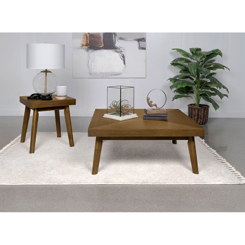 Square Wood Side Table, Walnut Brown
