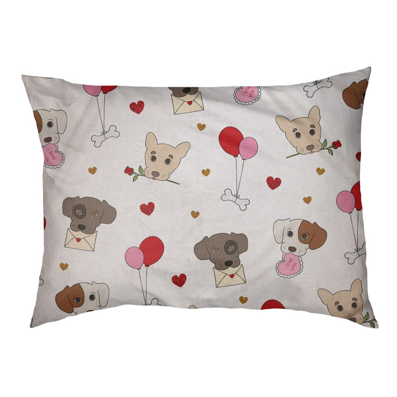 Coussin pour chien d’extérieur st day, Moyen (H 28 po x l 18 po x P 7 po), Blanc / Rose