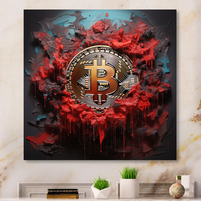 Red Bitcoin Crypto Currency II - Fashion Bitcoin Wall Art