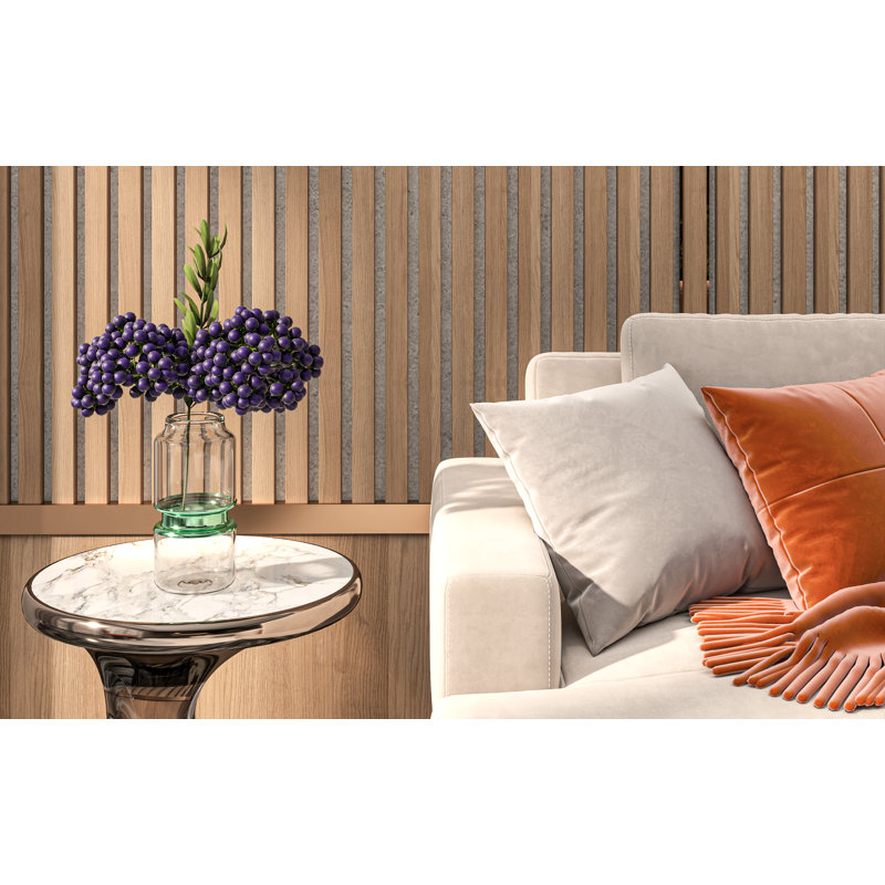 106” L x 12.6” W - 3D Acoustic Soundproof Wood Slat Wall Panel - Decorative Shiplap, Acoustic Wall Tile, American Oak/White