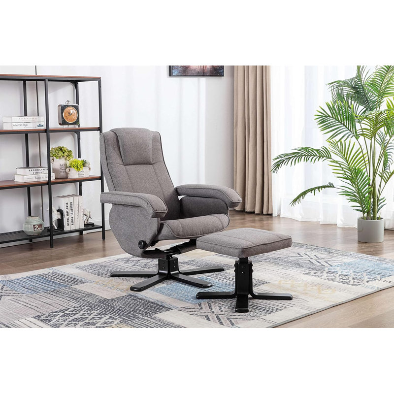 Resnick 29.5cm Wide Swivel Ergonomic Recliner, Black, Grey