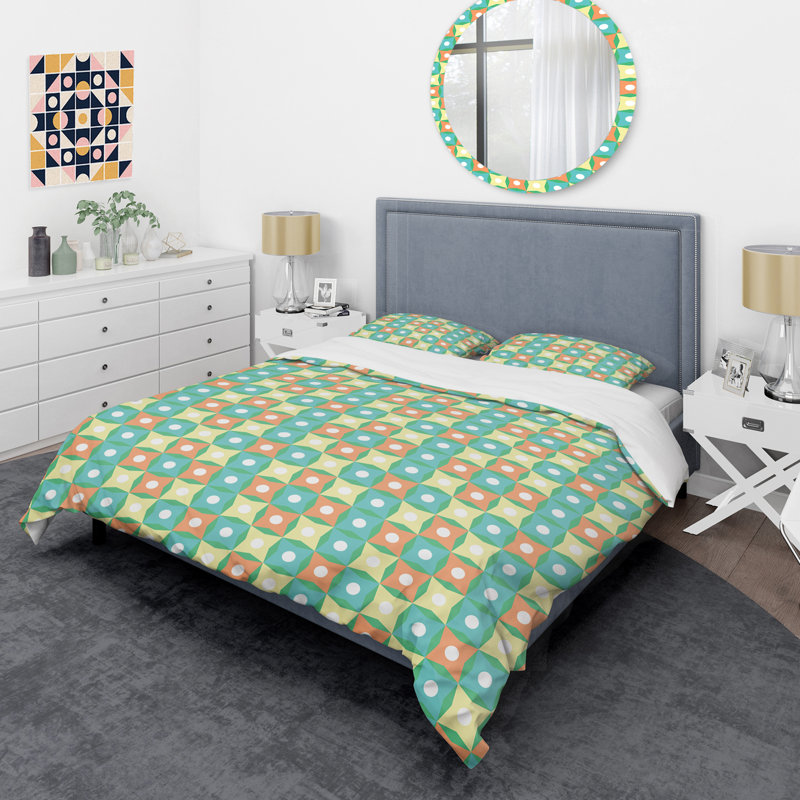  Ensemble de housse de couette Abstract Retro I Mid-Century, Housse de couette très grand + 2 taies décoratives
