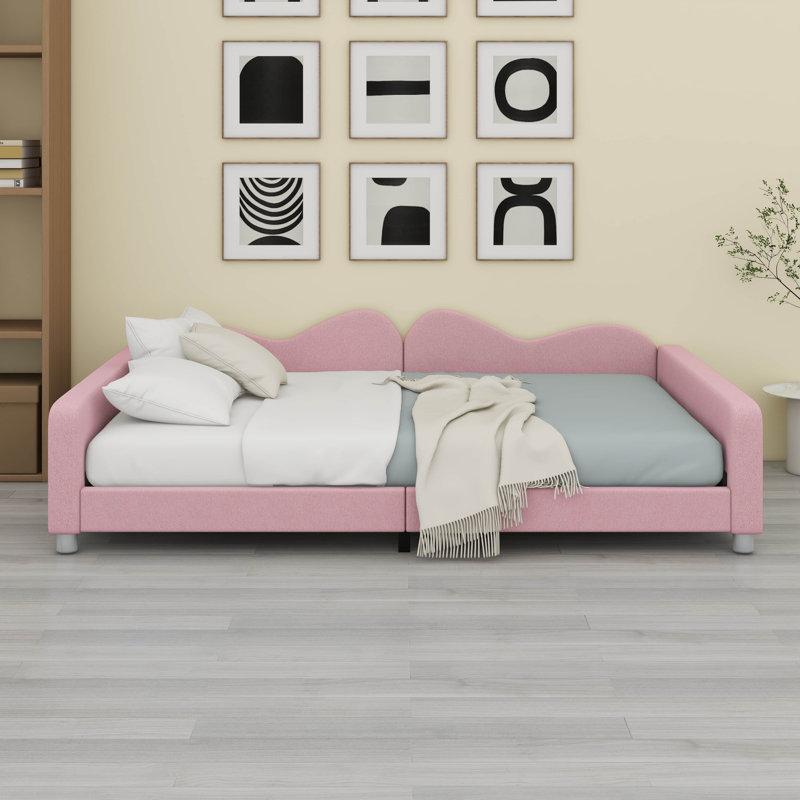 Lit de jour Sherpa en tissu avec canapé-lit en tissu Sherpa, Lit double, Rose