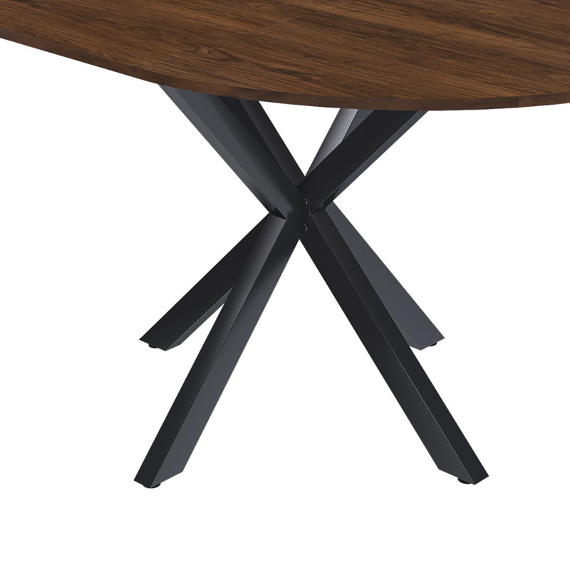 Table de salle à manger rétractable, table de salle à manger ronde, table de salle à manger extensible, base en acier au carbone pour 6 personnes, mobilier de salle à manger moderne et simple en placage de bois massif (de 42 po à 58 po) - Table seule