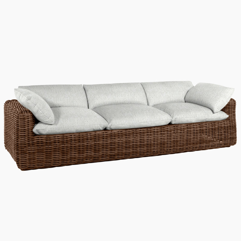 Montecito Woven Sofa - Raffia, No Welt, Raffia, Avila Natural White