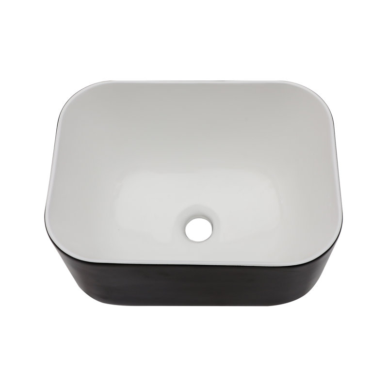 APRESSHUI 12'' Ceramic Rectangular Bathroom Sink, Black