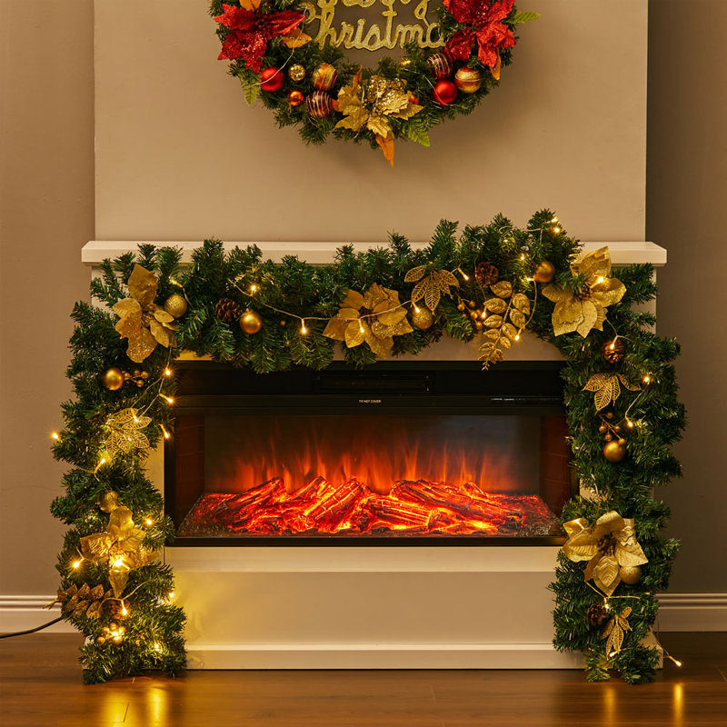 270cm Lighted Faux Pinecone Garland with Lights