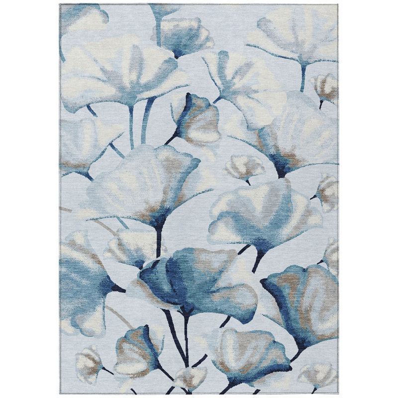Machine Washable Indoor/Outdoor Raemoore ACN2405 Botanical Rug, Rectangle 5' x 7'6"