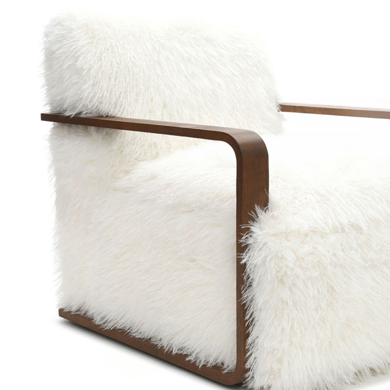 Fauteuil d'appoint rembourré à poils longs Harry, Blanc