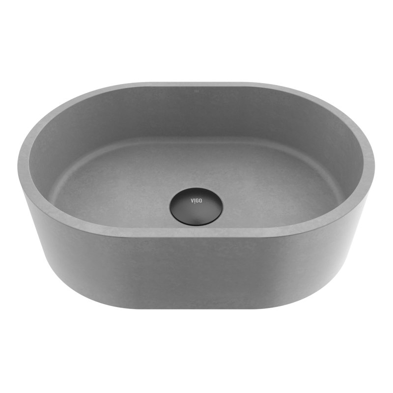 Lavabo de salle de bain vasque ovale gris en béton