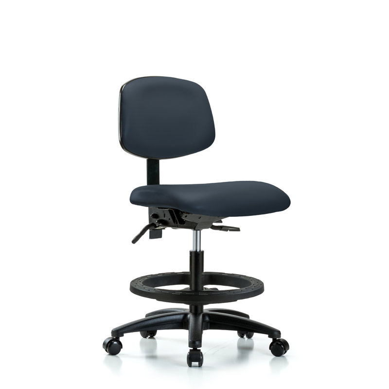 Lyra Vinyl Drafting Chair, Casters, Imperial Blue, Not Included