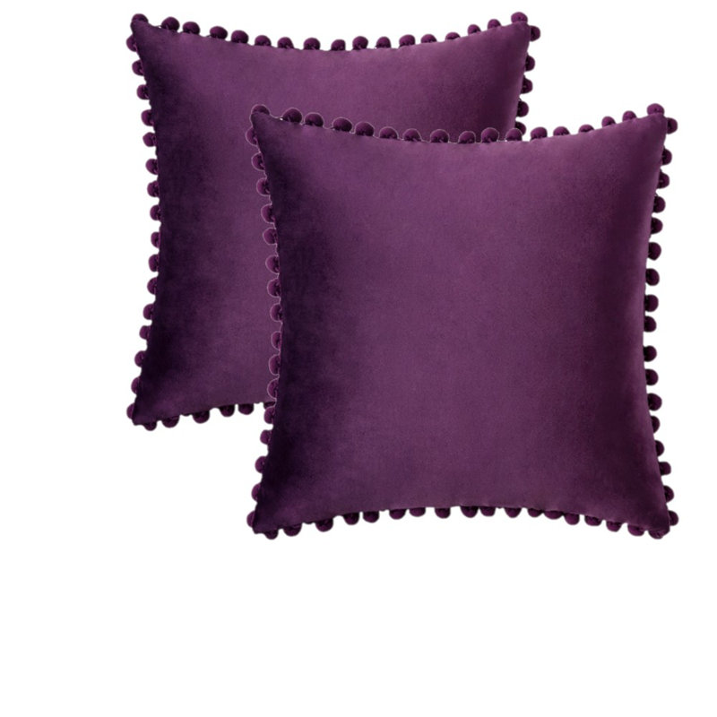 Housse de coussin en velours, Carré 18 po, Mauve, Housse de coussin seulement - sans coussin