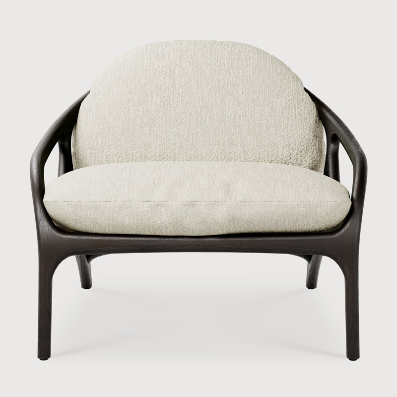 Méridienne Vime, Mélange de polyester beige, Bois brun foncé