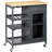 Rolling Kitchen Cart with 4-bottle Wine Rack-1412006474