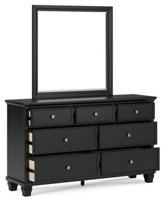Commode et miroir Lanolee, Noir