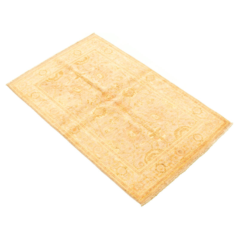 Tapis de la zone en laine noué la 1980/crème 4 pi 1 po x 6 pi 4 po one-of-kind à la main-1980 chobi Gijsbert