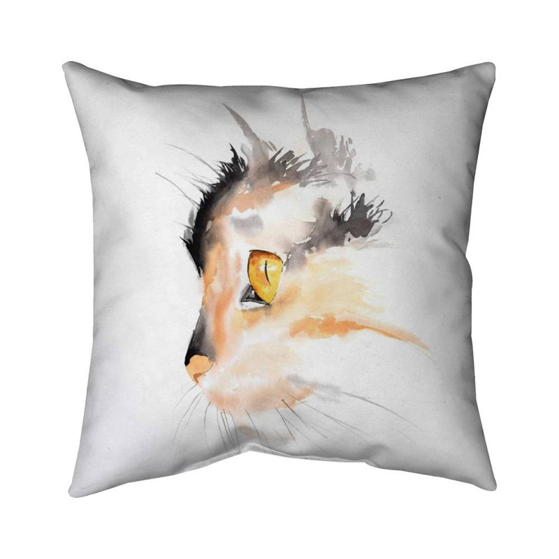 Watercolor cat face profile - 18"x18" Throw pillow cover - Poly twill - Print on demand