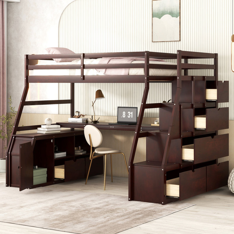 Lit mezzanine simple en couleur. 2 tablettes robustes. Conception inspirée de la maisonnette. Pas de matelas avec tiroirs de rangement. Structure en pin. Thème. Pour 6 personnes et plus. Non inclus