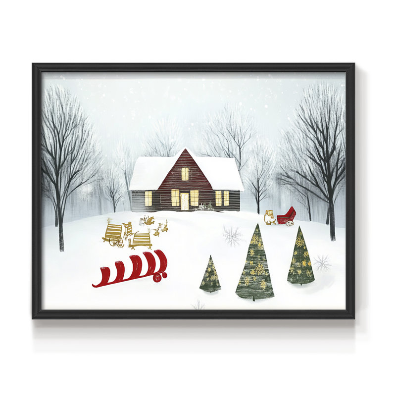 Art de Noël - XC III - Reproduction encadrée - Restickable, H 22 po x l 28 po, Noir, noir, noir, noir