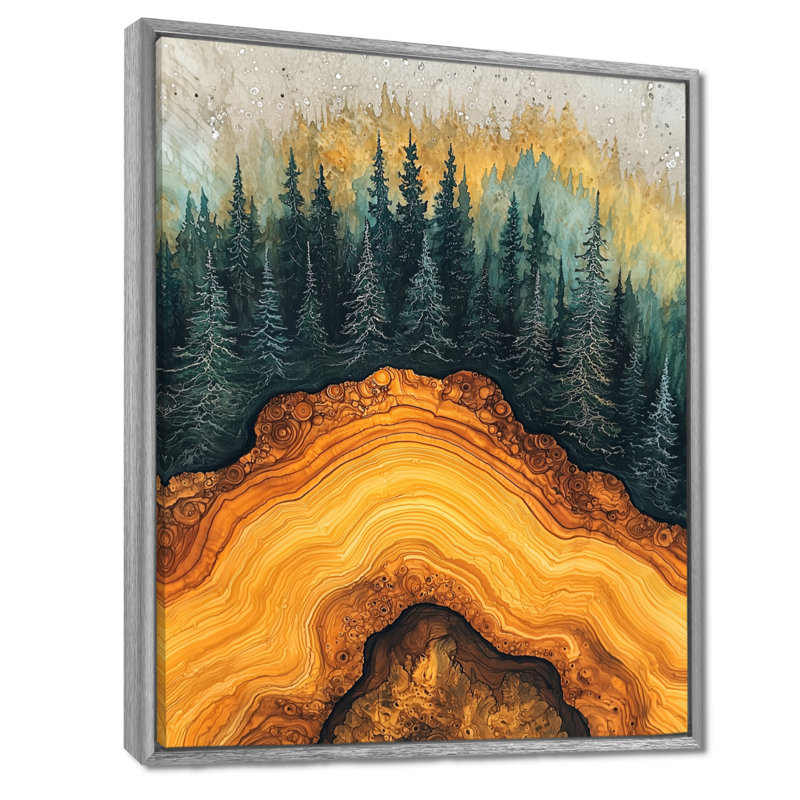 Forêt émeraude Ger Geralda, H 44 po x l 34 po, Reproduction avec cadre flottant, Argent argent