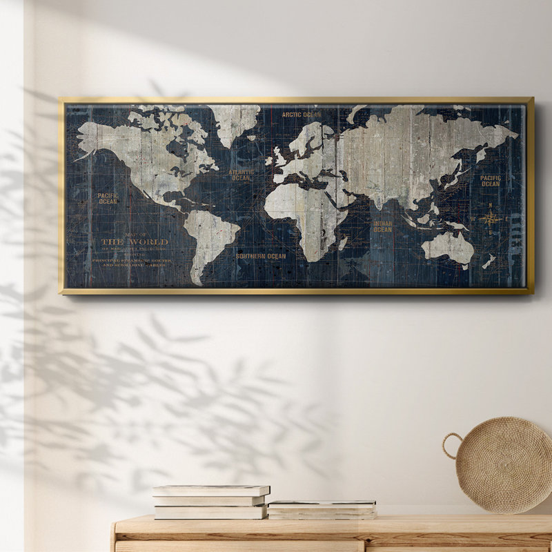 Toile encadrée de qualité supérieure - prête à être suspendue, H 24 po x l 60 po x P 1,5 po, Toile avec cadre flottant or