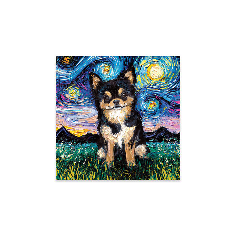 Impression de chihuahua noir et brun clair sur verre acrylique