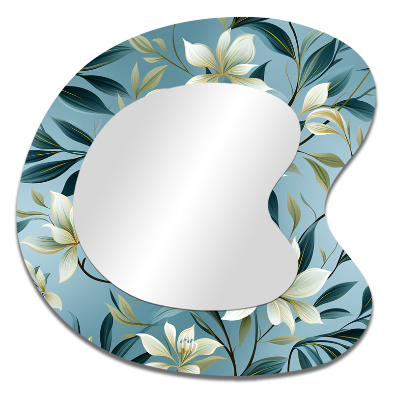 Motif botanique Falyn Oceanic Foliage - miroir décoratif asymétrique tropical, 33 po x 33 po