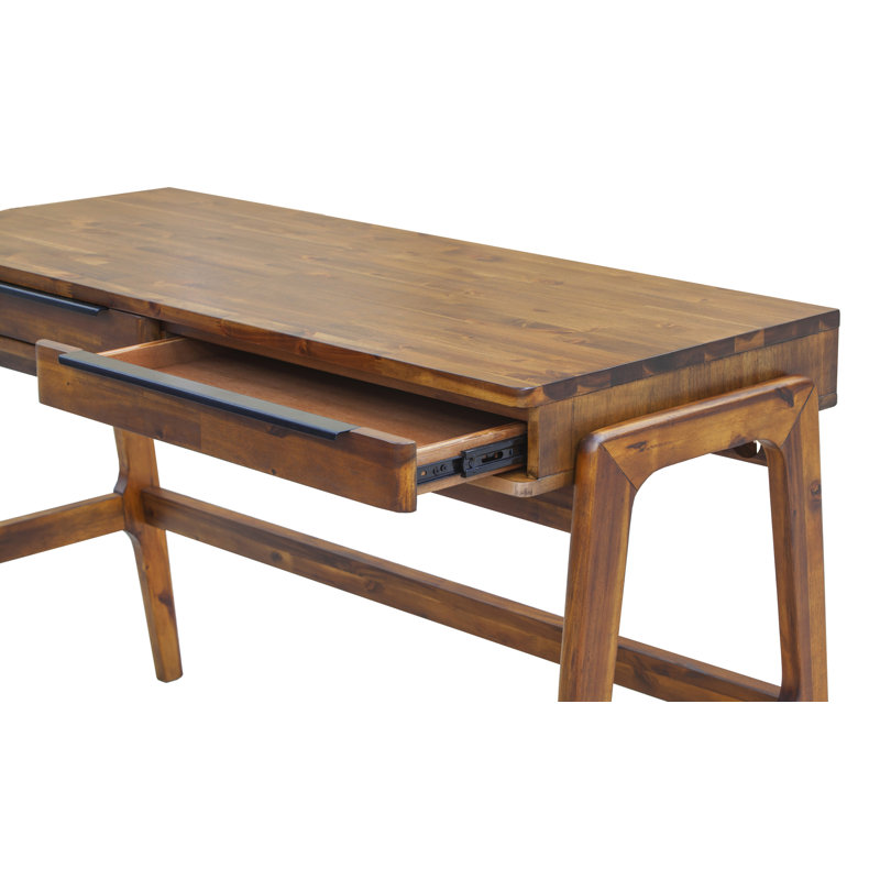 Sacario 49" Solid Acacia Wood Writing Desk with Drawers
