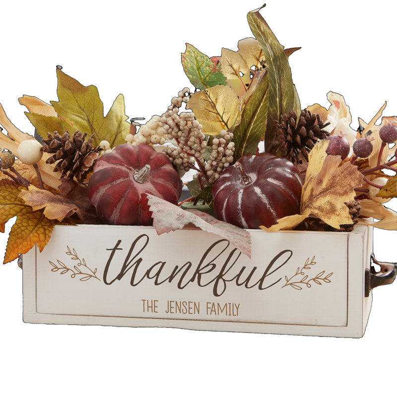 Thankful Personalized Fall Wooden Box Centerpiece