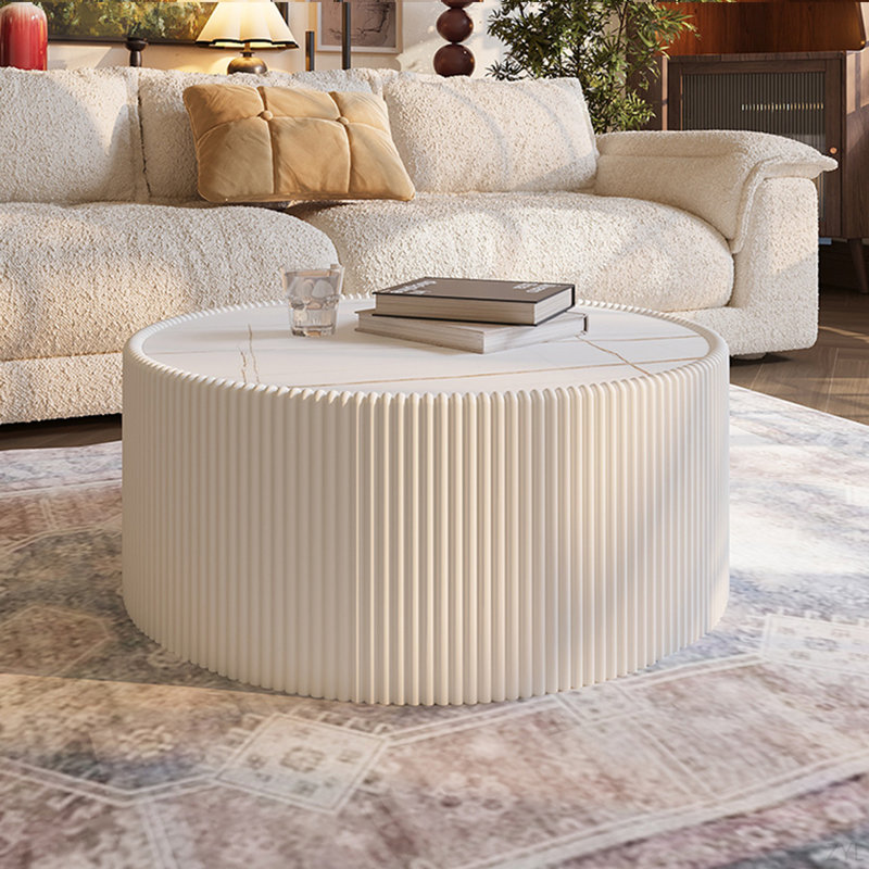 Table de canapé moderne en forme de cylindre en ardoise légère pour meubles de salon