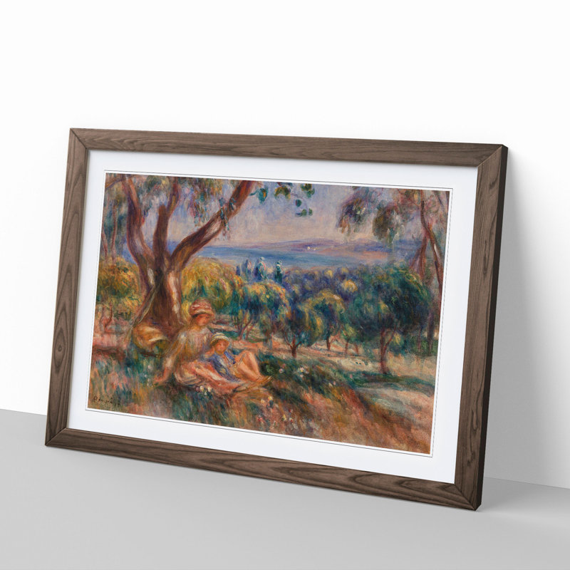Landscape with Figures by Pierre-Auguste Renoir - Picture Frame Painting, 27cm H x 36cm W x 2cm D, Walnut Framed