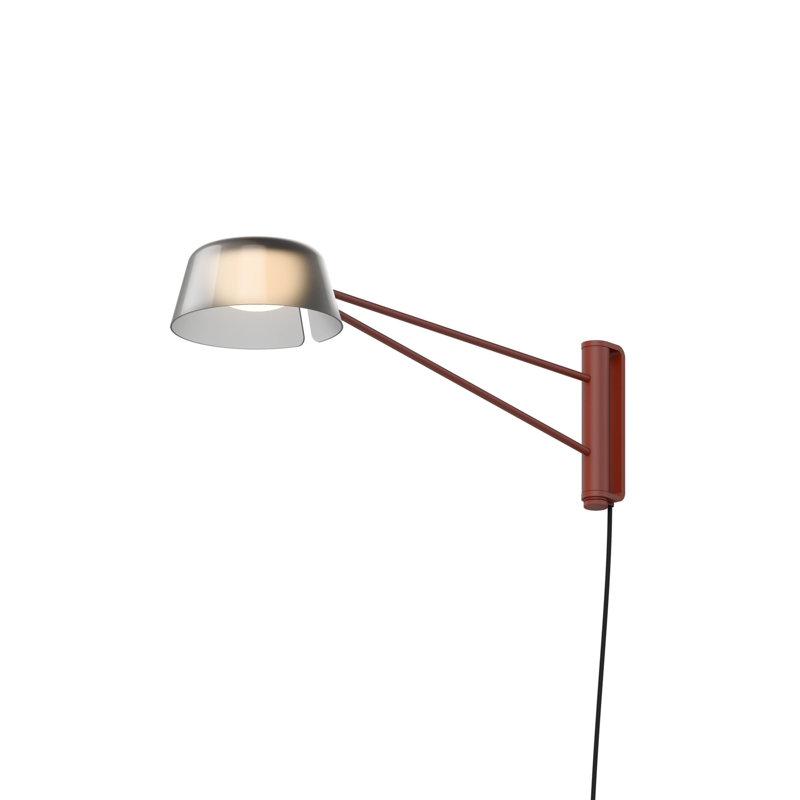 Ray - lampe murale longue, Fumé gravé, H 6 po x l 6,25 po x P 6,25 po, Rouge oxyde