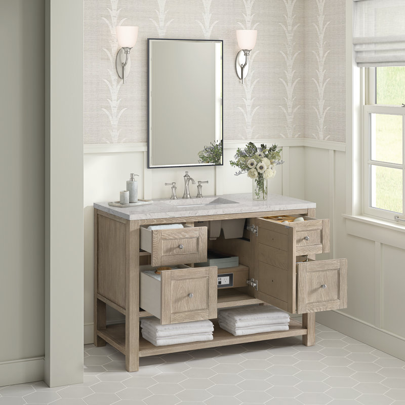 Breckenridge 48'' W Single Vanity, Eternal Jasmine Pearl, Whitewashed Oak