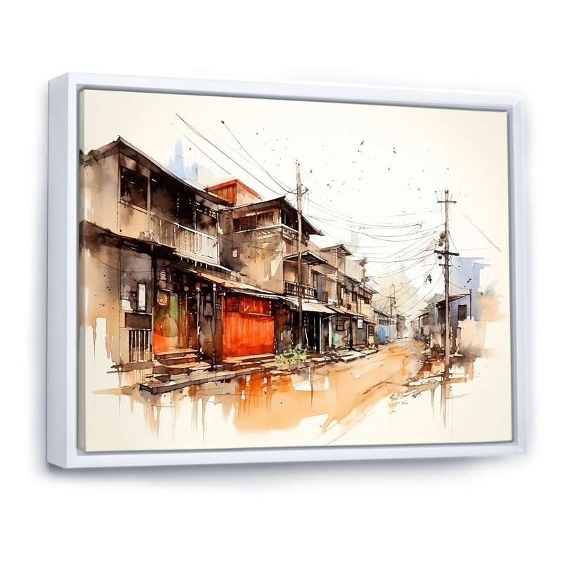 Art urbain, sérénité urbaine en Chine, Cadre flottant blanc, H 34 po x l 44 po x P 1,5 po