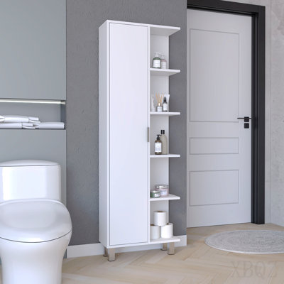 Armoire de rangement en lin de 63 po de hauteur avec quatre tablettes ouvertes