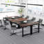 Bureau de direction 63 po, grand poste de travail d'ordinateur moderne avec structure en métal épais, mobilier de bureau pour la maison, finition brune et noire
