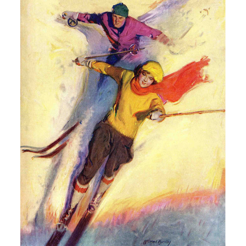 Reproduction d’art sur toile tendue « downhill ski », H 48 po x l 40 po x P 1,5 po